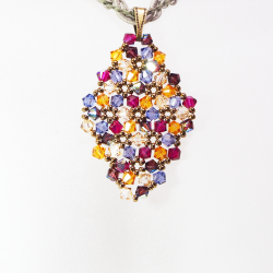 Pendant 30cm - Malvina Rhombus M-Khaki Braid - Pendant 30cm - Laiton bronze